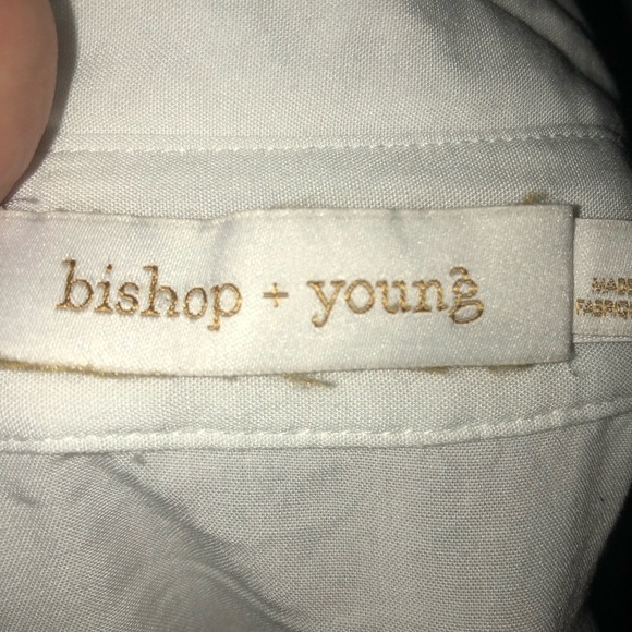 Bishop + Young -L- Crisp White Shirt elastic back- full sleeve- new or like new - Picture 11 of 14